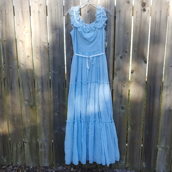 Vintage Inner Circle Mfg Cottagecore Prairie Maxi Dress SZ 13 - Picture 1 of 13